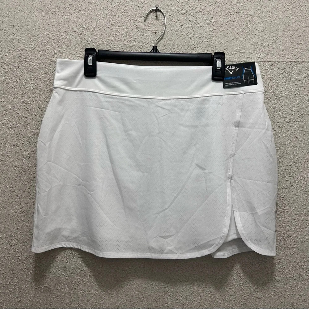 Callaway TrueSculpt Perforated Athletic Golf Skort NWT Brilliant White Large